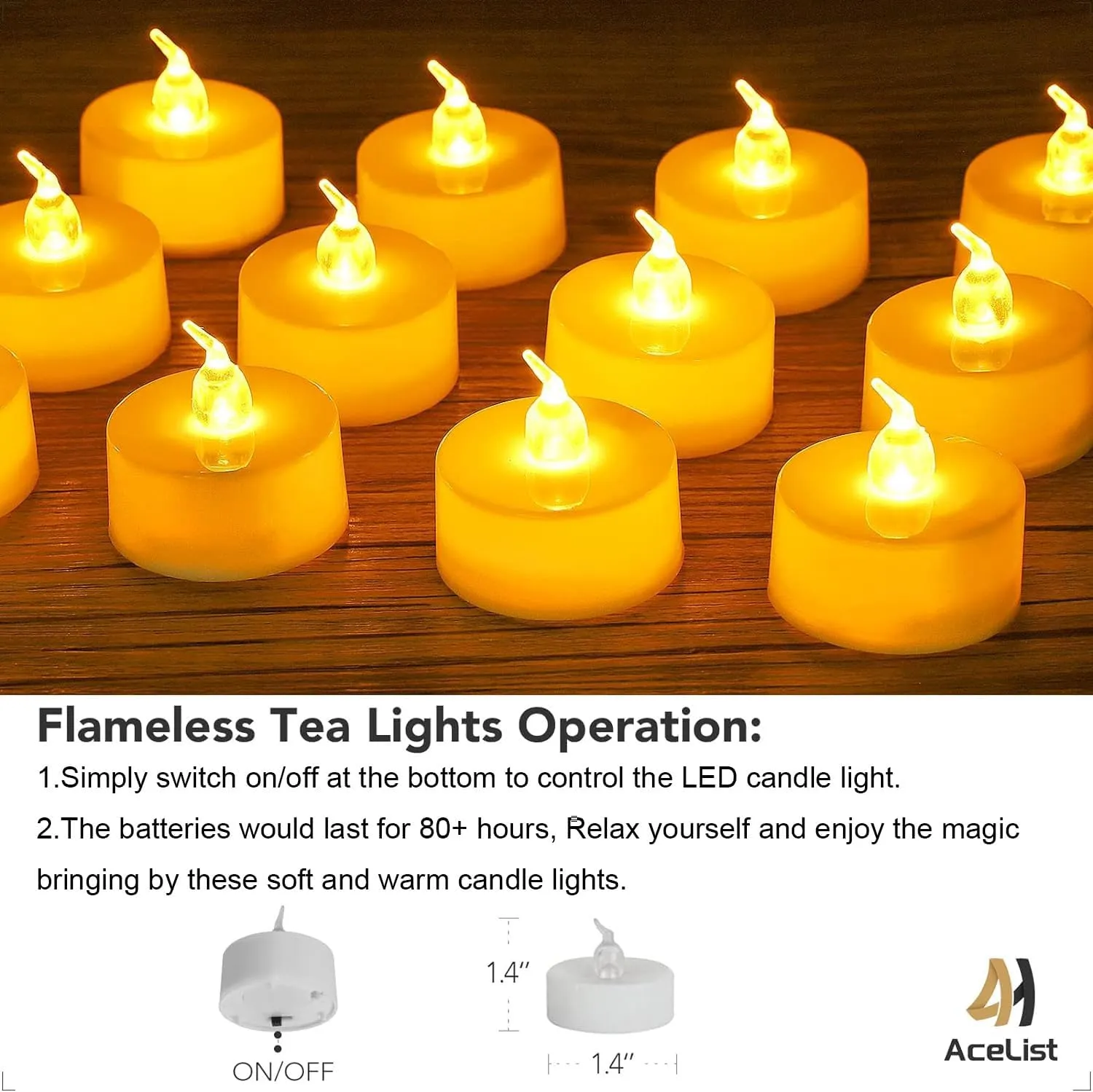AceList 30 Set Luminaries Bag with Flameless Candles Flickering LED Tea Lights with Paper Luminary Bags Battery Operation for Wedding Party,Halloween, Thanksgiving, Christmas DecorationSun