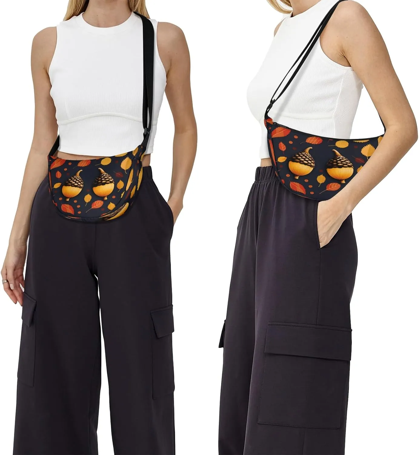 Crescent Bag for Women Men, Lightweight Medium Folding Crescent Moon Bag, Single Shoulder Bags