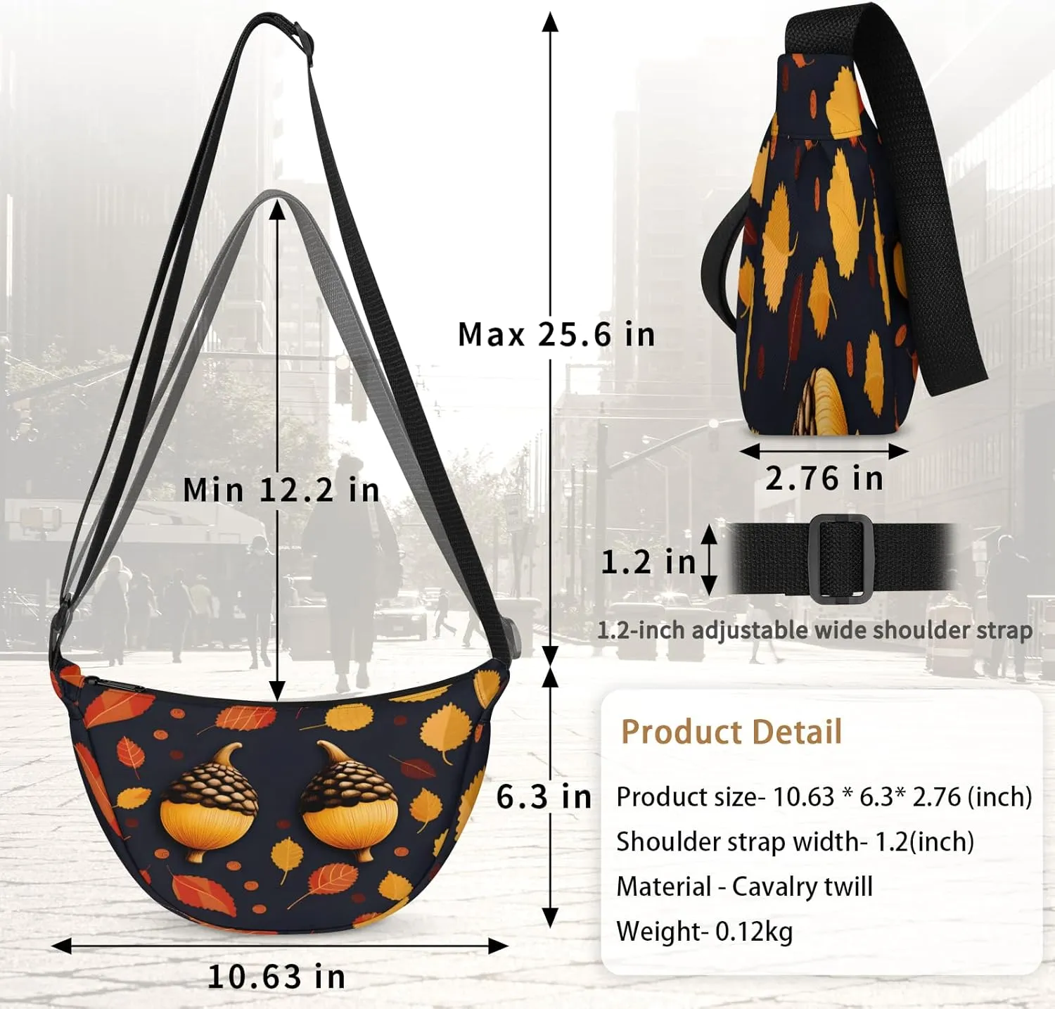 Crescent Bag for Women Men, Lightweight Medium Folding Crescent Moon Bag, Single Shoulder Bags