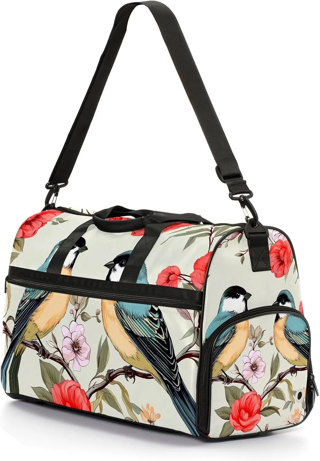 Gym Bag for Women, Carry on Weekender Overnight Bag, Travel Duffel Bags, Personal Item Travel Bag Tote Bag Workout Dance Bag, Chinese Painting Bird - 56