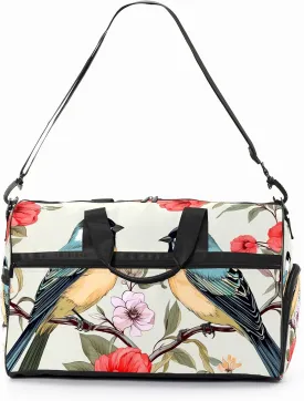 Gym Bag for Women, Carry on Weekender Overnight Bag, Travel Duffel Bags, Personal Item Travel Bag Tote Bag Workout Dance Bag, Chinese Painting Bird - 56