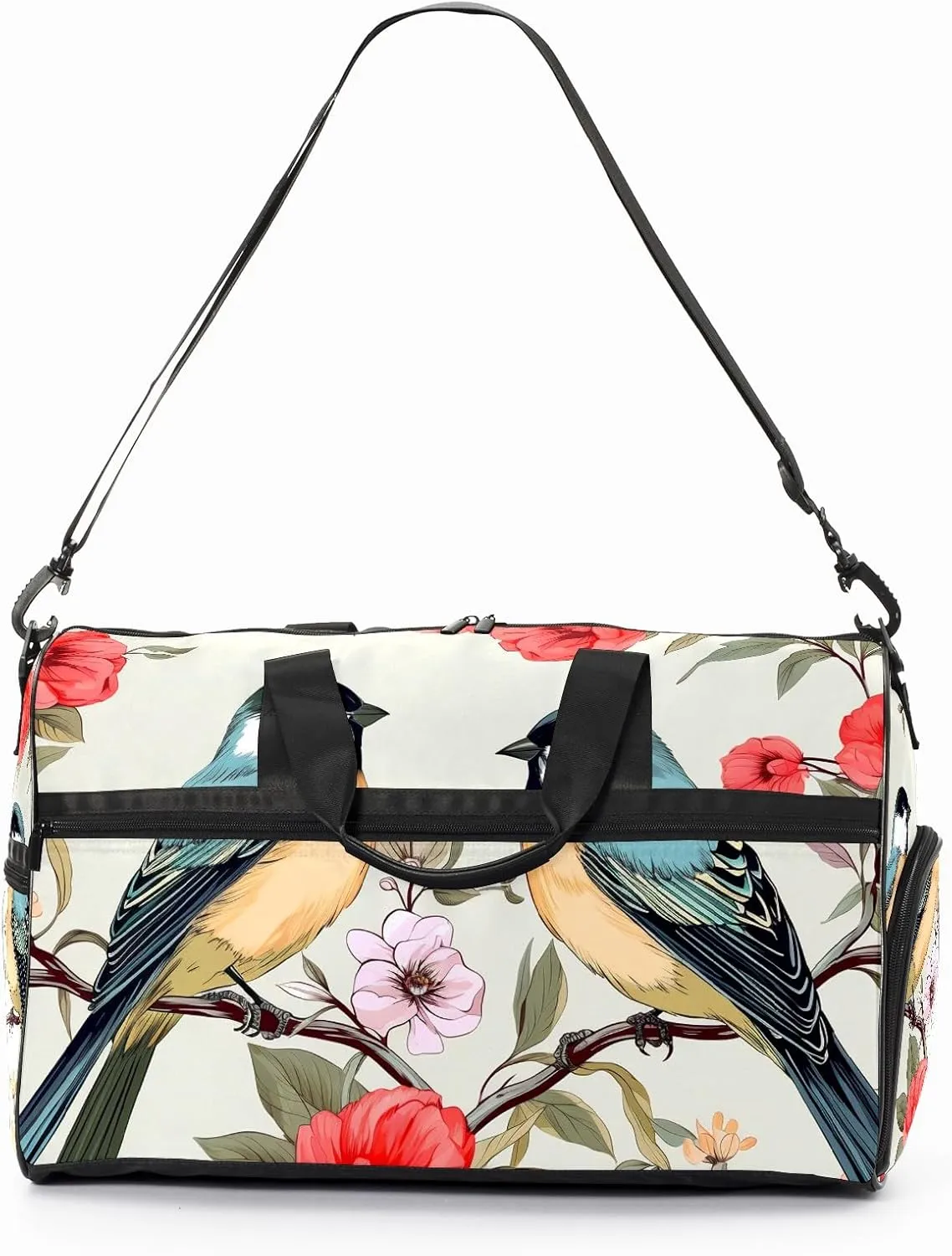 Gym Bag for Women, Carry on Weekender Overnight Bag, Travel Duffel Bags, Personal Item Travel Bag Tote Bag Workout Dance Bag, Chinese Painting Bird - 56