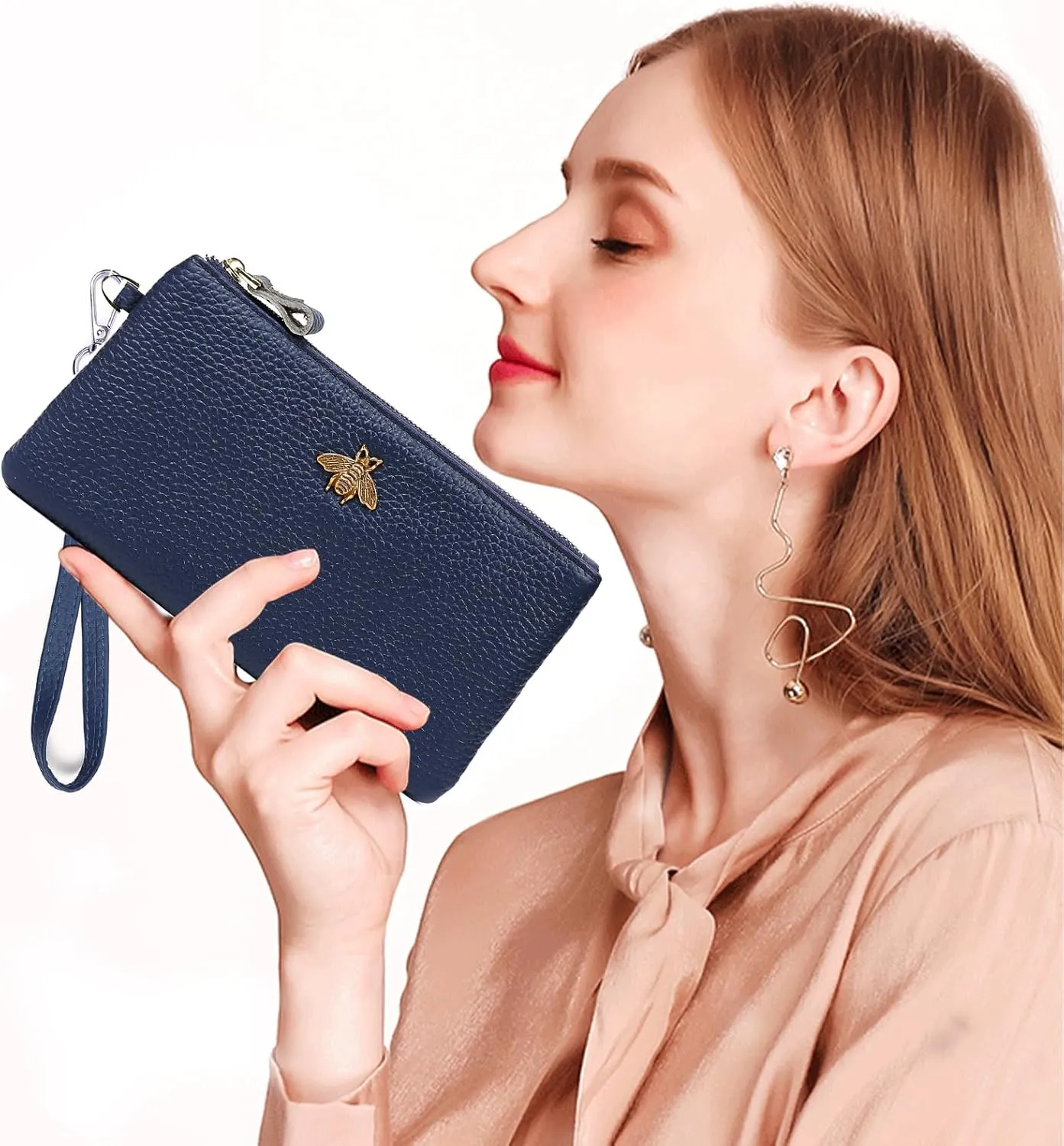 imeetu Women's Wristlet Clutch Purse Leather Cell Phone Wallet Handbag with Wrist Strap