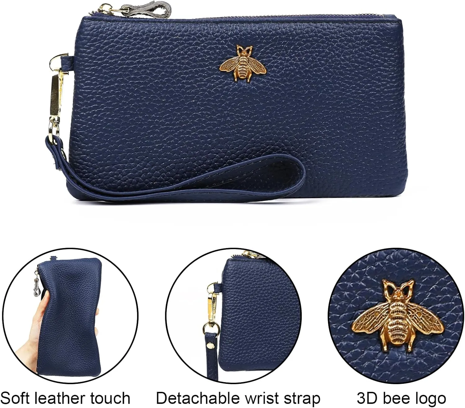 imeetu Women's Wristlet Clutch Purse Leather Cell Phone Wallet Handbag with Wrist Strap