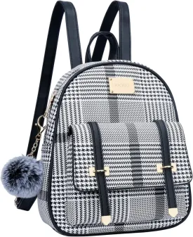 KKXIU Girls Small Backpack Purse Vegan Leather Mini Bookbag for Women Cute Teen Pompom Daypack