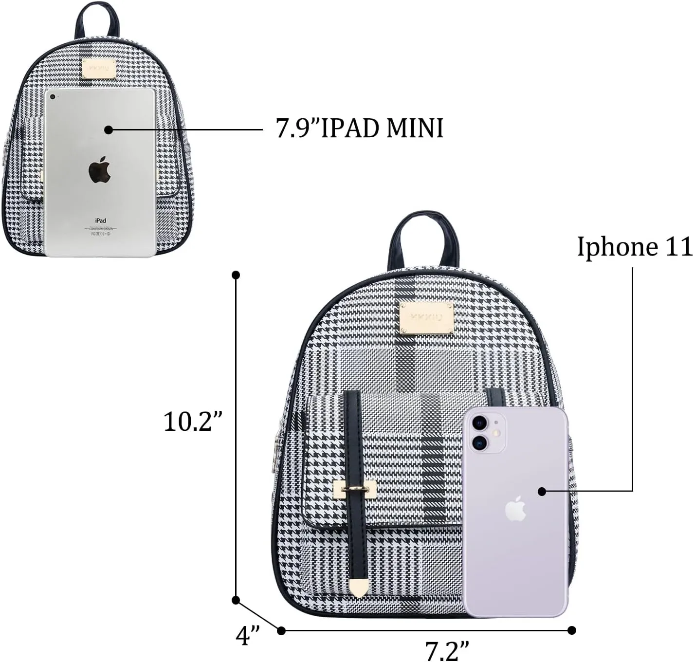 KKXIU Girls Small Backpack Purse Vegan Leather Mini Bookbag for Women Cute Teen Pompom Daypack