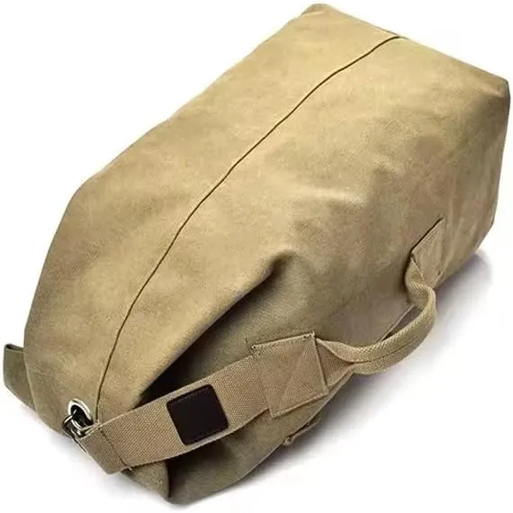Large Capacity Travel Climbing Bag Tactical Backpack Women Bags Canvas Bucket Bag Shoulder Sports Bag Male (Kshaki-Big)