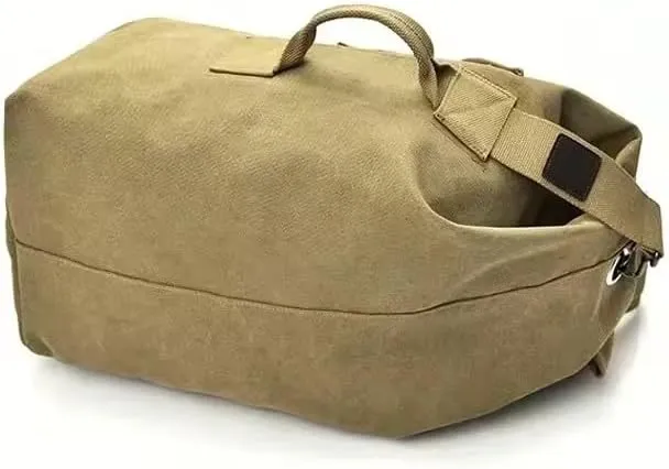 Large Capacity Travel Climbing Bag Tactical Backpack Women Bags Canvas Bucket Bag Shoulder Sports Bag Male (Kshaki-Big)