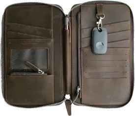 Leather Passport Holder for Family - RFID Blocking Travel Wallet for 6 Passports, Cards, Cash & More - Genuine Top Grain Leather Document Organizer with Wrist Strap, Key Ring & YKK Zipper - Mocha