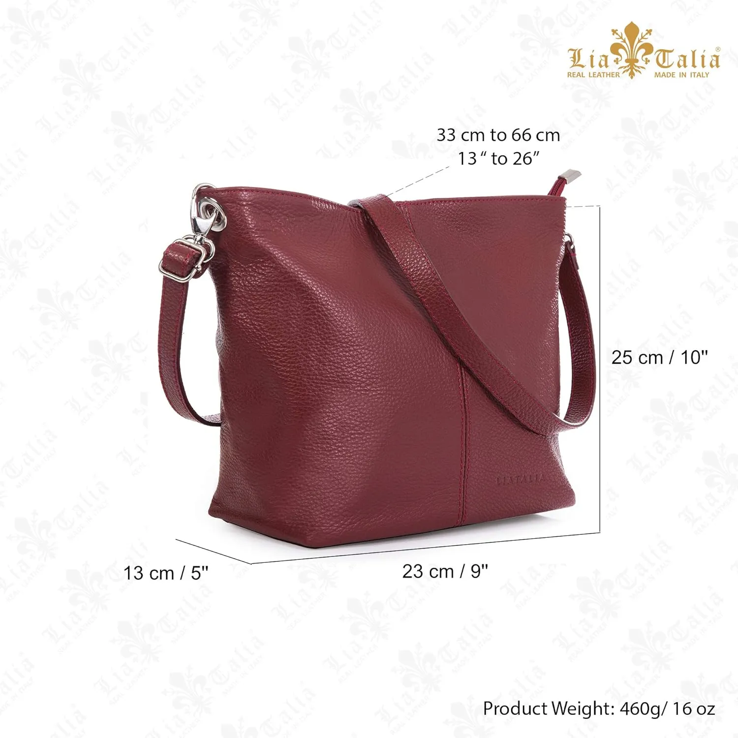 LiaTalia Womens Shoulder Bag - Soft Grained Leather - Medium Size Hobo Handbag Purse Made with 100% Italian Leather - Adal
