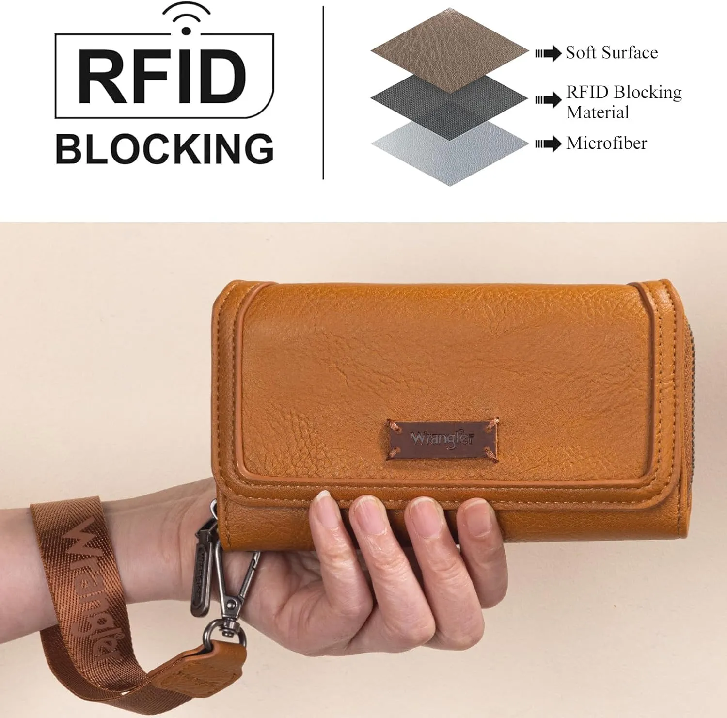 Montana West Wrangler Wallet for Women Minimalist Clutch Wristlet Purse RFID Blocking Credit Card Holder