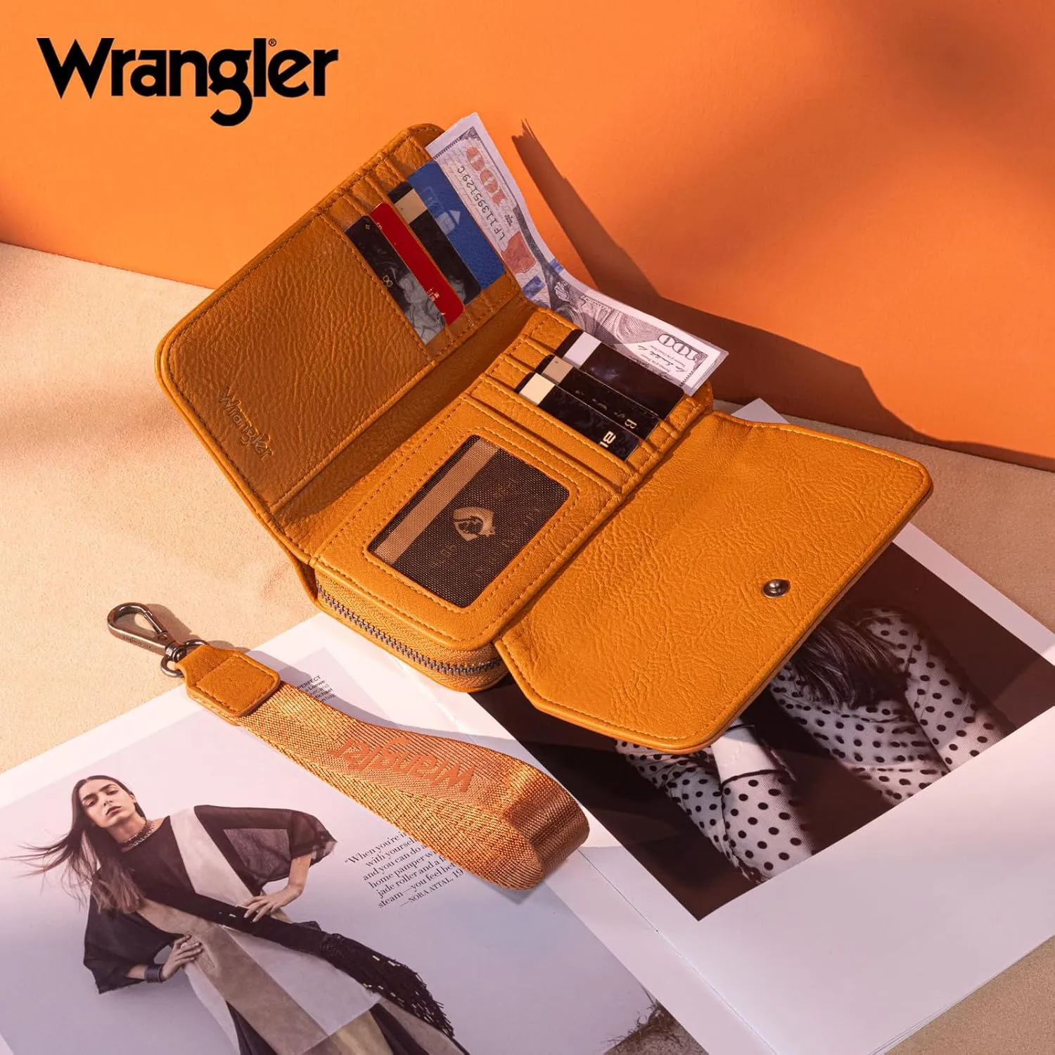 Montana West Wrangler Wallet for Women Minimalist Clutch Wristlet Purse RFID Blocking Credit Card Holder