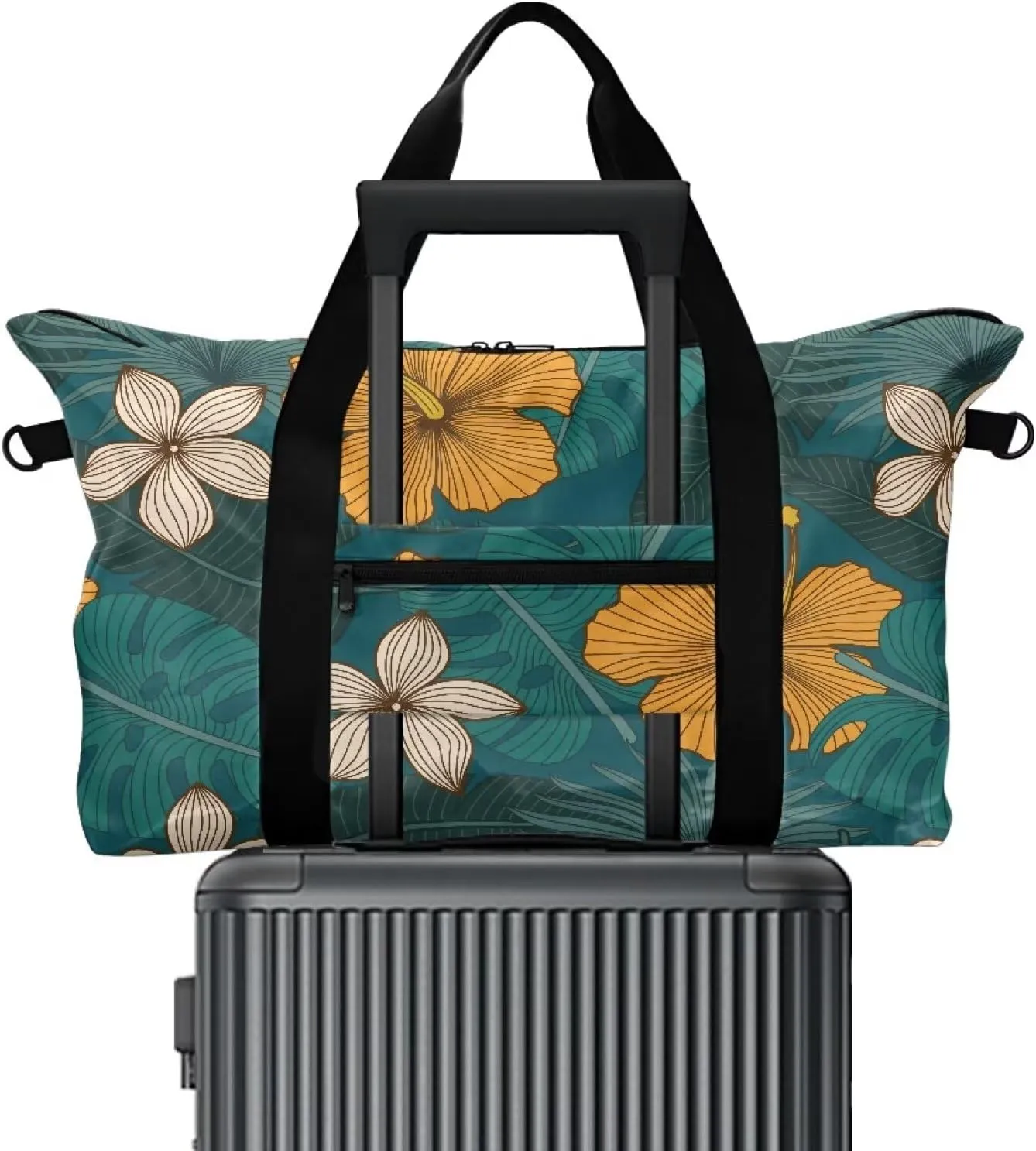Multi-Purpose Duffel Bag 22.24 x 6.3 x 13 In - Airline Approved Cabin Luggage with Adjustable Strap - Spacious Weekender & Gym Holdall for Travel & Sports Island Palm Leaf Floral Print
