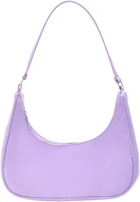 Nylon Purple Shoulder Bag Cute Hobo Tote Under The Arm Purse Underarm Bag Crossbody Bag For Women Mini Clutch Purse With Zipper Closure