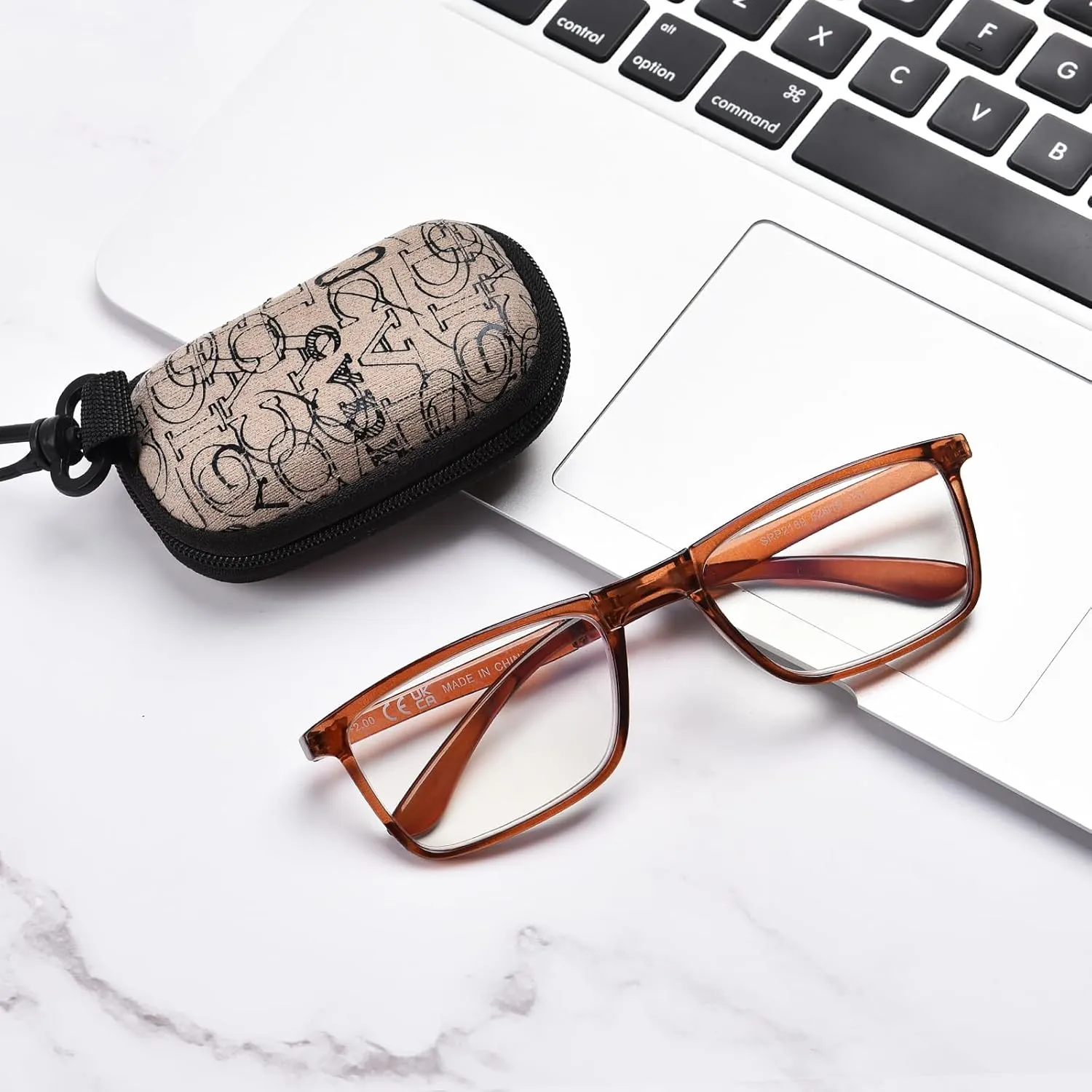 OPTOFENDY Folding Reading Glasses for Women Men, Small Spring Hinge Readers, Portable Blue Light Glasses with Zipper Case
