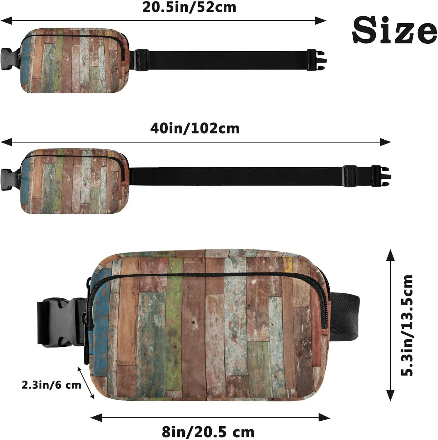 Oyihfvs Abstract Grunge Wooden Texture Background Brown Pattern Adjustable Fanny Waist Pack Pouch, Waterproof Runners Sports Waist Pack Wallet for Sports Hiking Fitness Cycling Gym Women Men