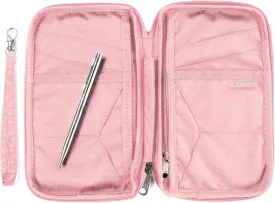 Passport Holder Family up to 6 Passports, Large Passport Wallet and Premium Travel Document Holder Organizer with RFID Anti-Theft Blocking - 7 Bonus RFID Blocking Sleeves - Rose