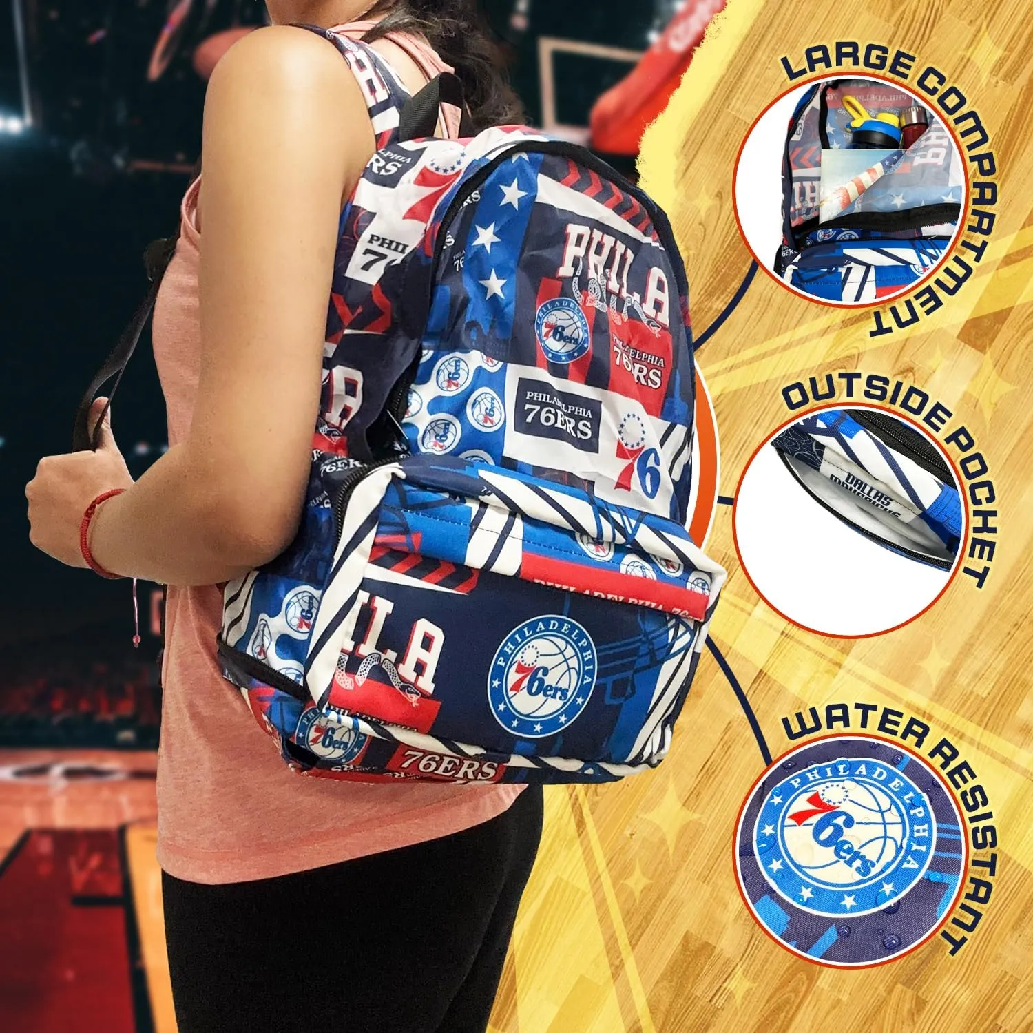 Pro Specialties Group Philadelphia 76ers Transformable 2-in-1 Mini Backpack: Convertible, Stylish, water-resistant travel belt bag.