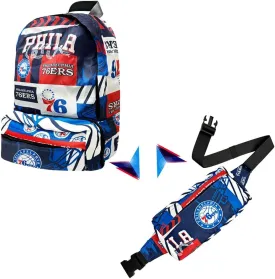 Pro Specialties Group Philadelphia 76ers Transformable 2-in-1 Mini Backpack: Convertible, Stylish, water-resistant travel belt bag.