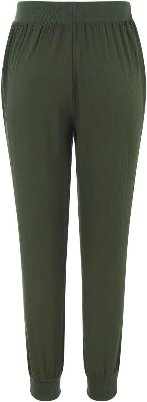 PTOLOCIF Women's Cotton Linen Pants Summer Baggy Boho Casual Palazzo Pants Wide Leg Long Lounge Trousers with Pockets