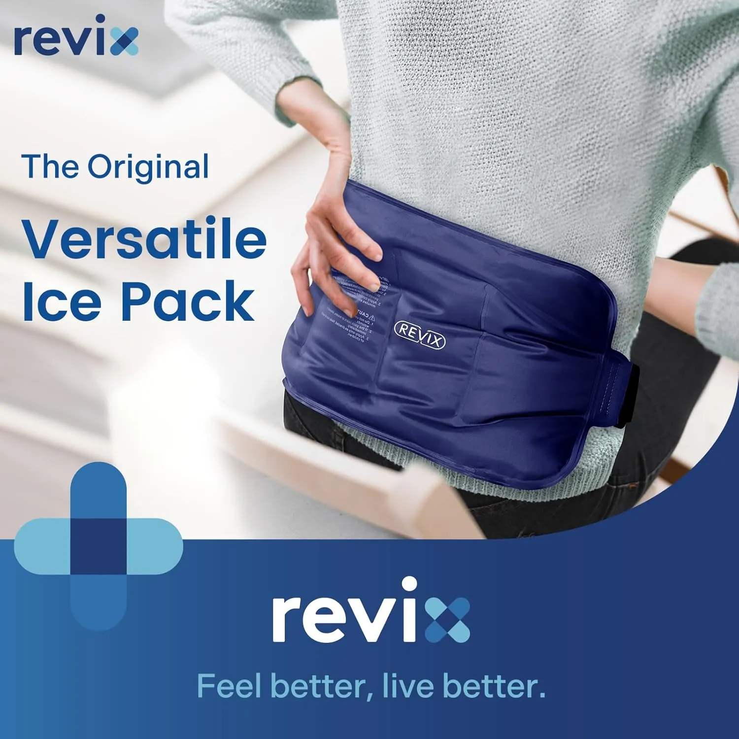 REVIX Ice Pack for Injuries Reusable Gel for Lower Back, Cold Packs for Back Shoulder, Elbow, Hip, Leg, Wrap Around Entire Knee, Soft Cold Compress,16  9" Navy