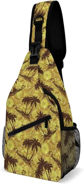 Sea Island Palm Trees Chest Bag for Men Backpack Crossbody Sling Bags Travel Daypack for Outdoors Hiking