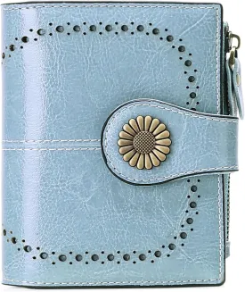 SENDEFN Small Womens Wallet Leather Bifold Card Holder RFID Blocking with Zipper Coin Pocket