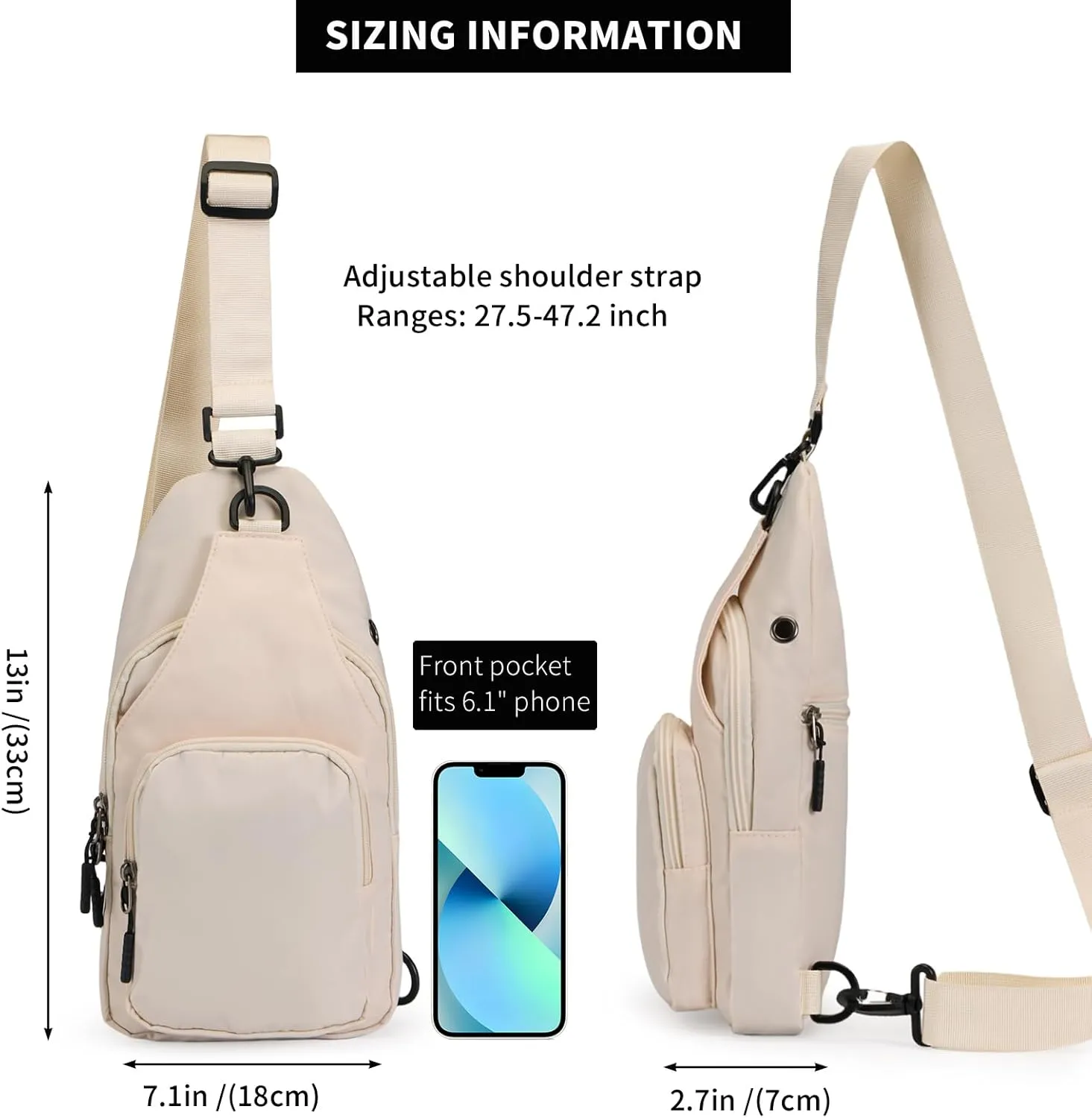 Sling Bag for Men Women, Small Crossbody Bag Trendy, Water Resistant Fanny Pack Running Phone Holder for Travel