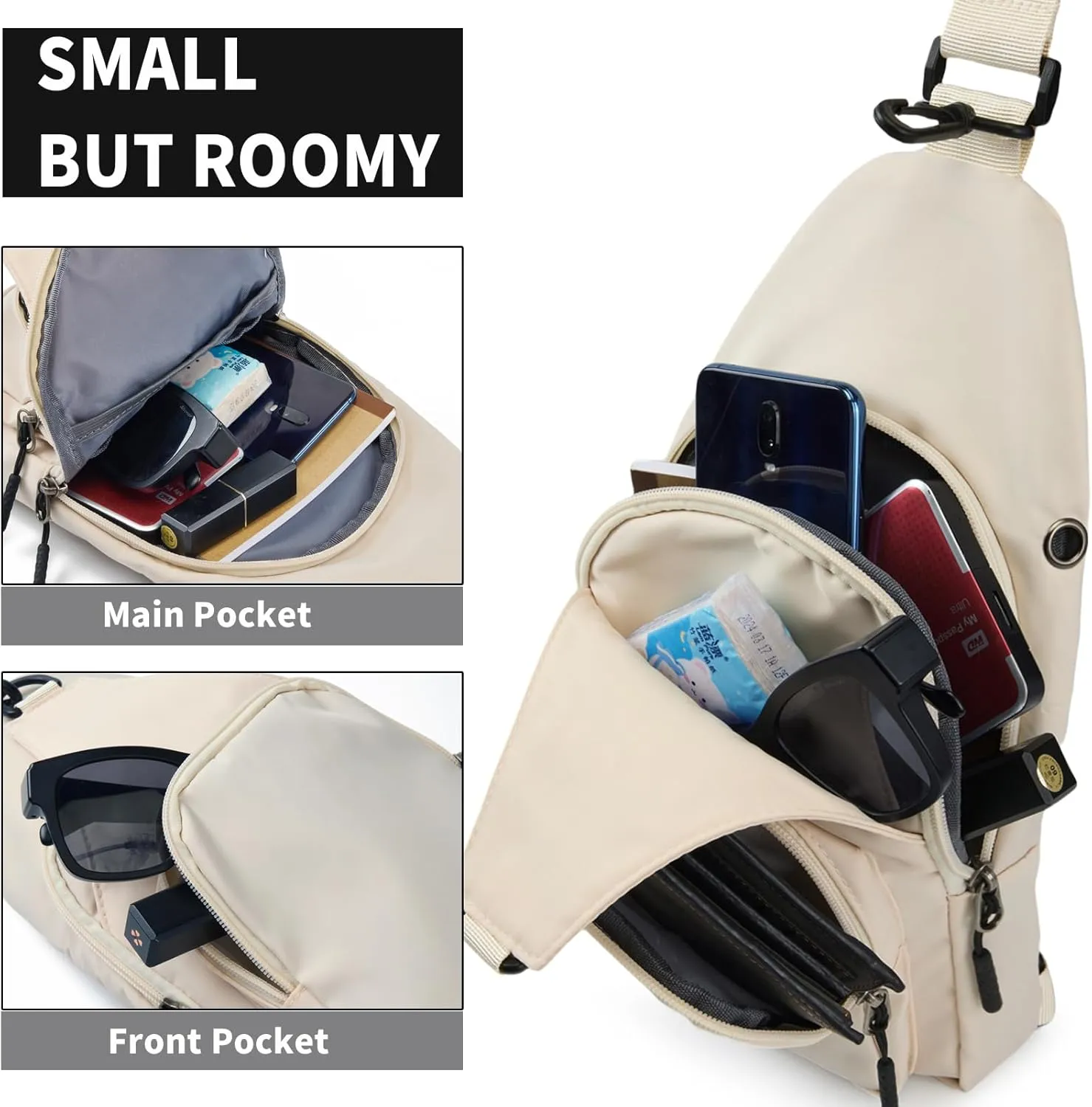Sling Bag for Men Women, Small Crossbody Bag Trendy, Water Resistant Fanny Pack Running Phone Holder for Travel