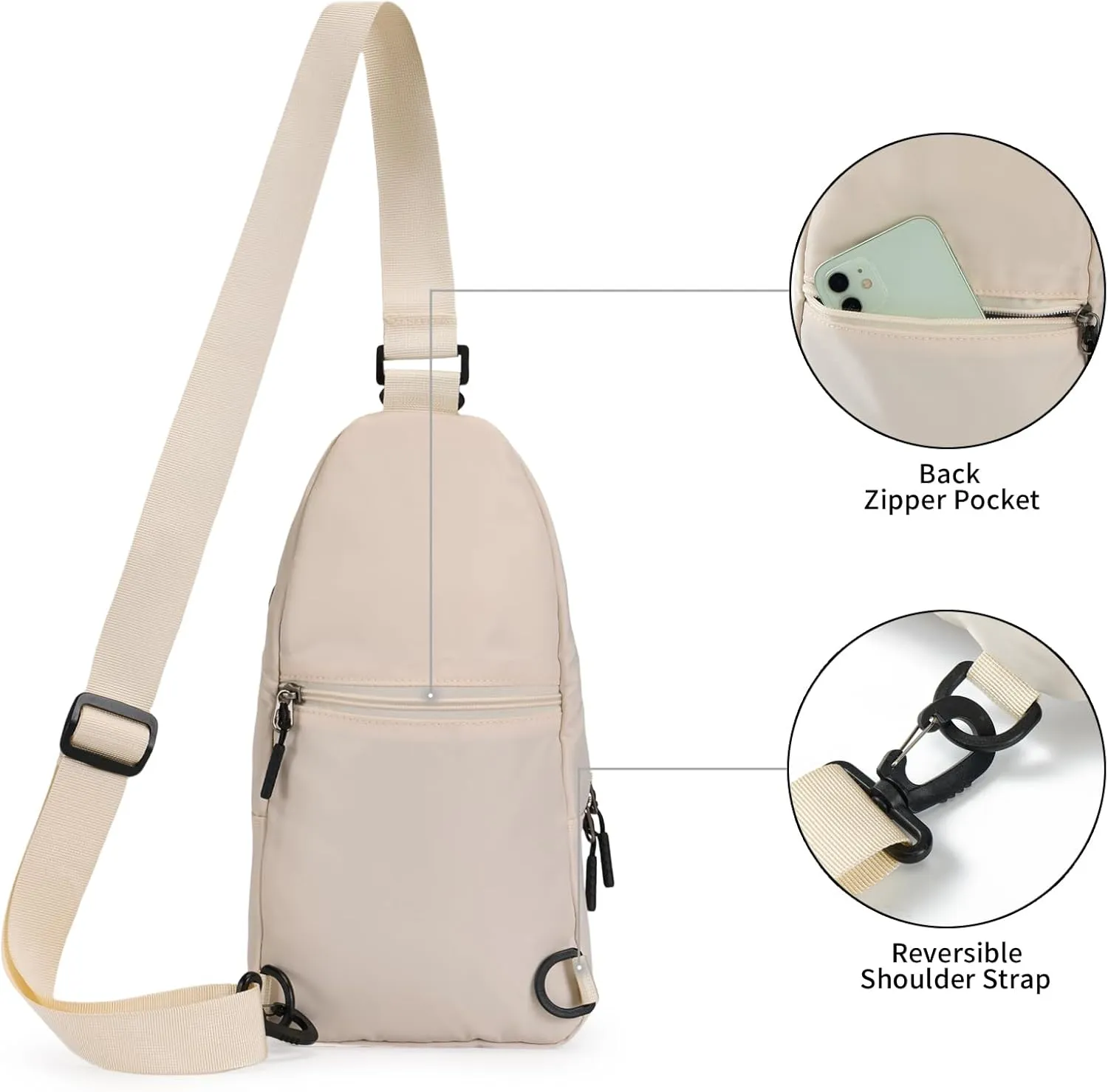 Sling Bag for Men Women, Small Crossbody Bag Trendy, Water Resistant Fanny Pack Running Phone Holder for Travel