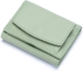 Small Wallet For Women RFID Leather Compact Card Wallets Womens Thin Front Pocket Purse (Light Green)