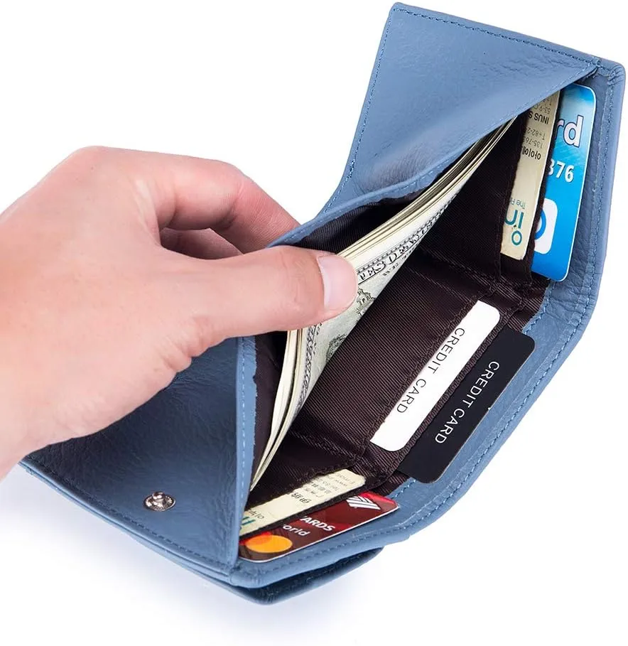 Small Wallet For Women RFID Leather Compact Card Wallets Womens Thin Front Pocket Purse (Light Green)