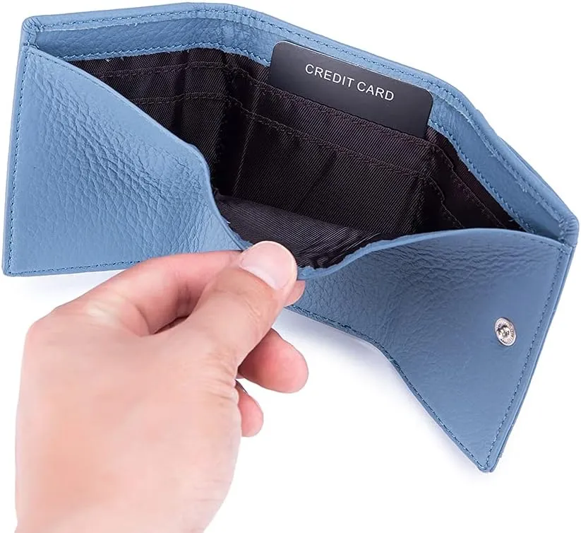 Small Wallet For Women RFID Leather Compact Card Wallets Womens Thin Front Pocket Purse (Light Green)