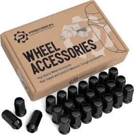 StanceMagic 24pcs Black 14x2 Closed End Extended Bulge Lug Nuts - Cone Taper Acorn Seat, 1.8" Length, 0.9" Width, 19mm 3/4" Hex - Compatible with Ford F150 Expedition Lincoln Navigator Mark LT