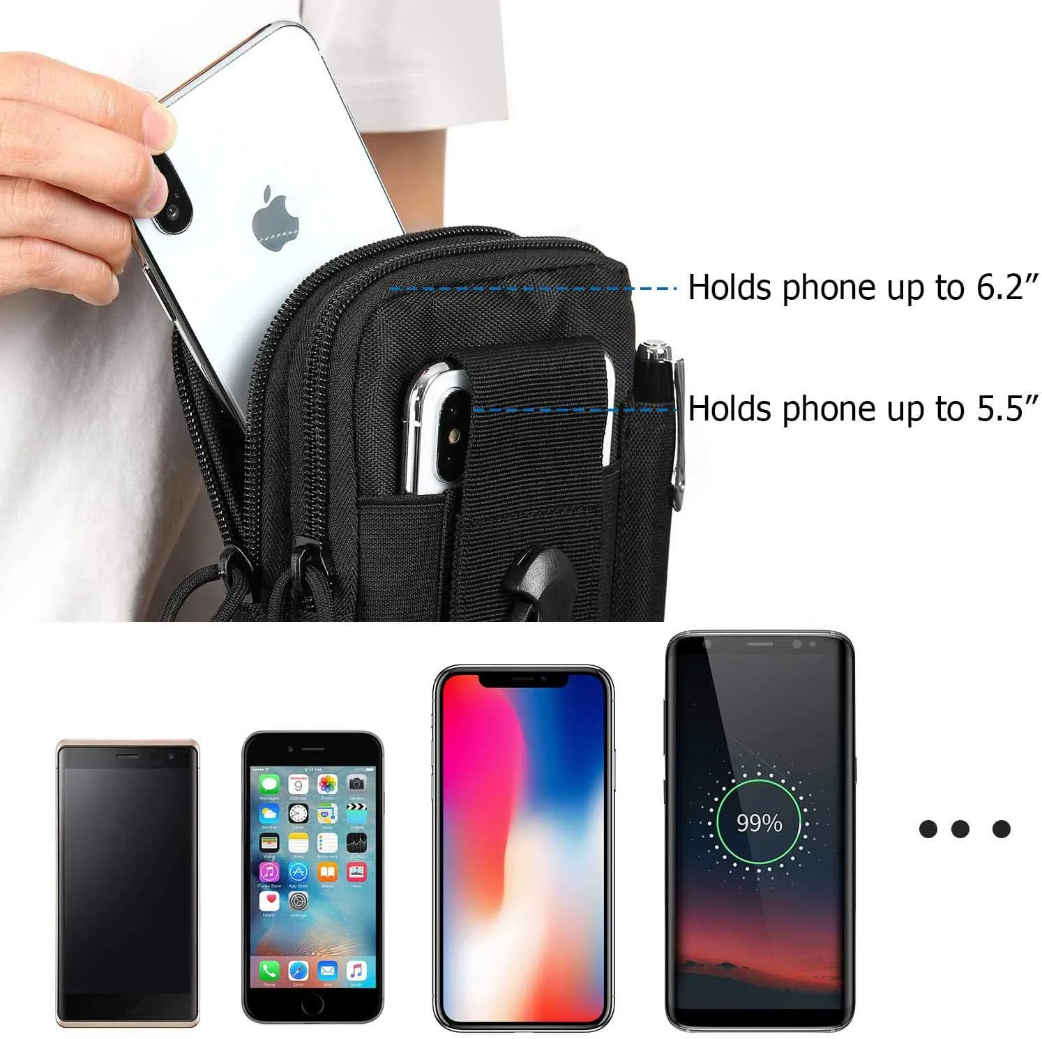 Tactical Waist Pouch EDC Molle Waist Bag Belt Phone Pouch Holster Purse Carrying Pouch for Smartphone, Tools