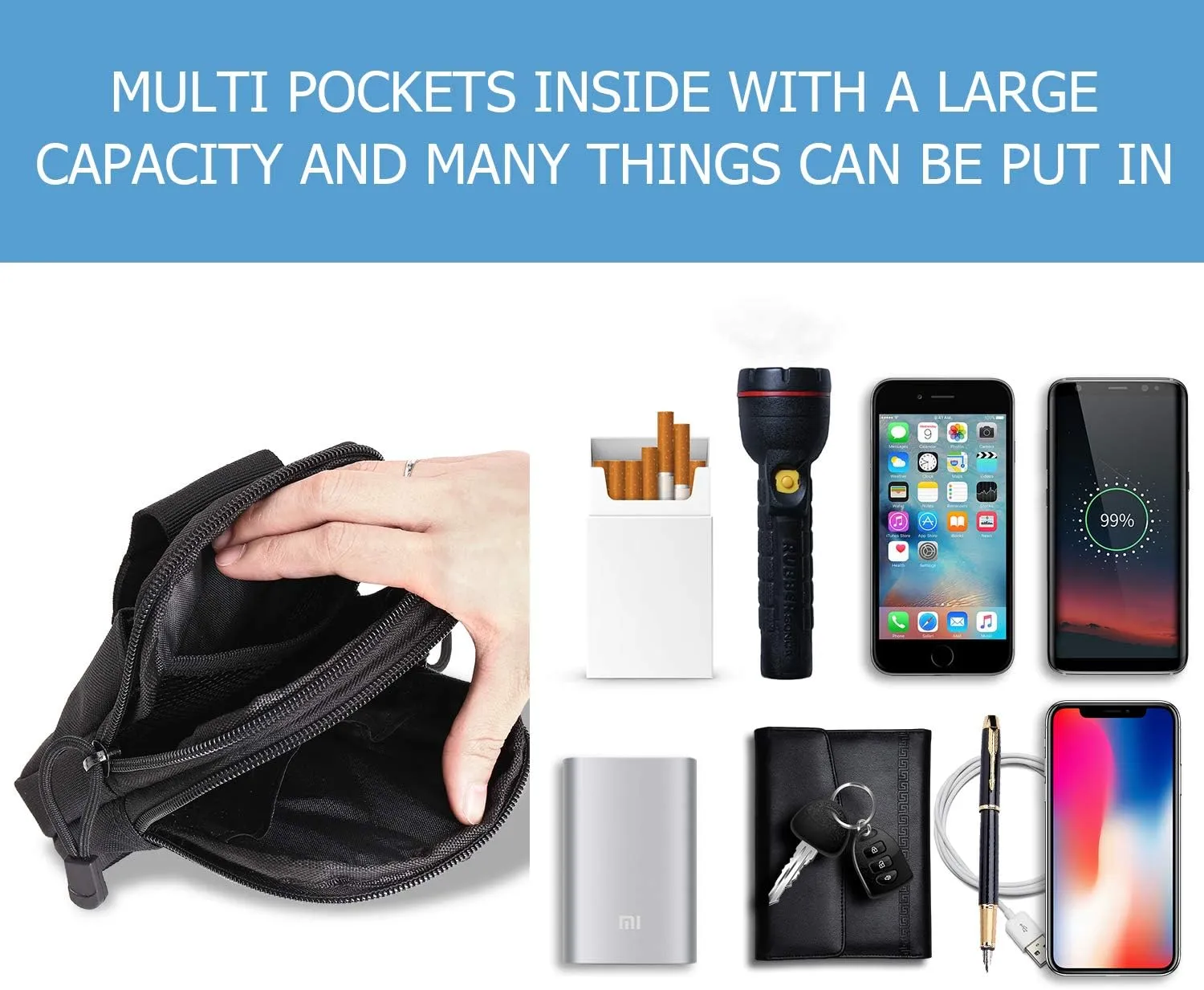 Tactical Waist Pouch EDC Molle Waist Bag Belt Phone Pouch Holster Purse Carrying Pouch for Smartphone, Tools
