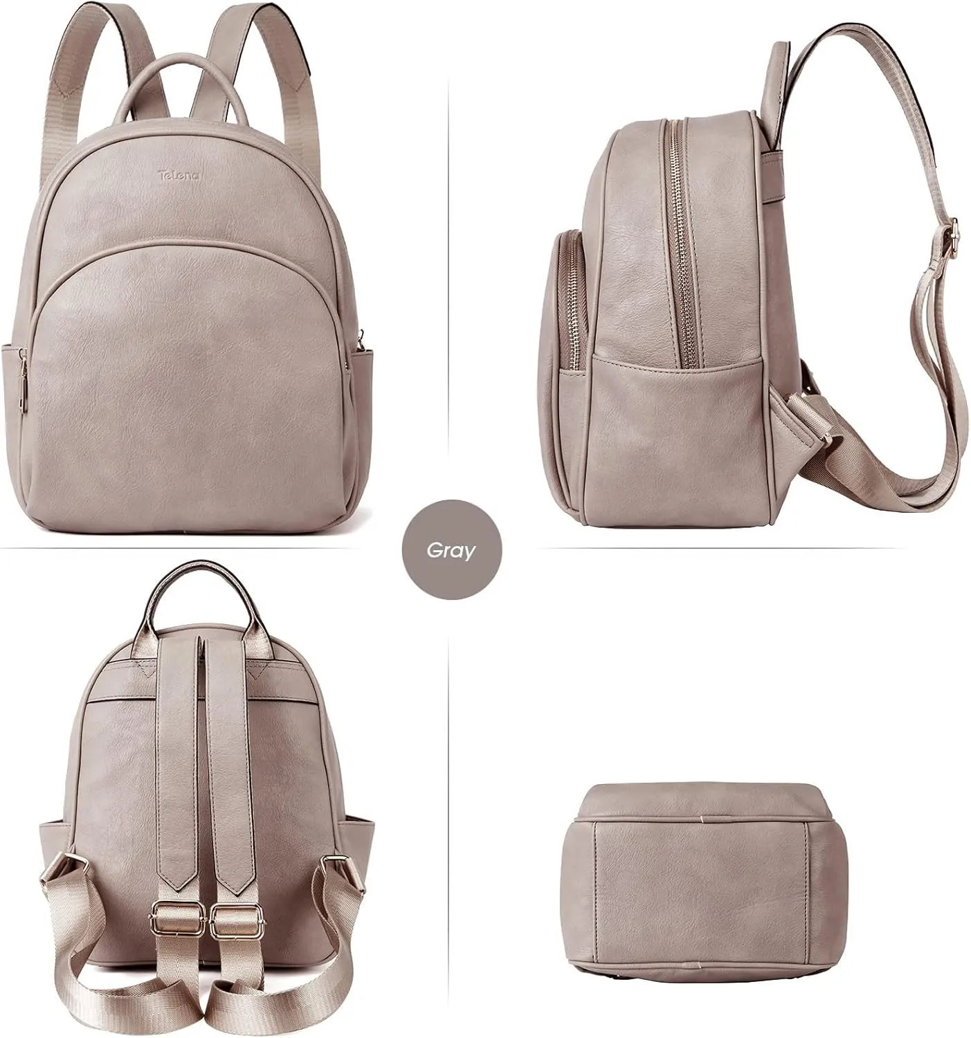 Telena Small Backpack Purse for Women Girls Cute Mini Leather Backpack Travel Shoulder Bags
