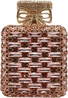 UMREN Women's Perfume Shaped Rhinestone Clutch Purses Sparkly Diamond Box Evening Bag Glitter Party Wedding Handbag