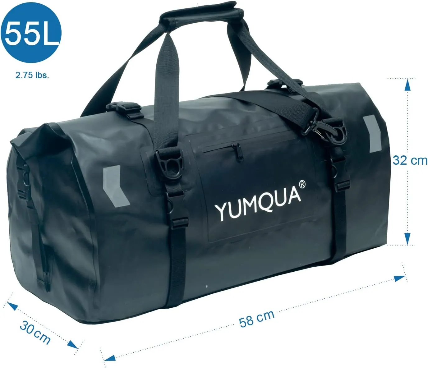 Waterproof Duffel Bag Keeps Gear Dry, Heavy Duty Roll Top Dry Duffle Bag Perfect for Motorcycle Traveling Camping Hiking Fishing Skating Boating Kayaking, 55L Black