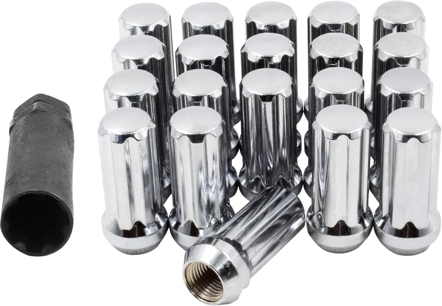 Wheel Accessories Parts 20 Pcs 12mm 1.75 12x1.75 Thread Truck 1.90" Long Spline Lug Nuts Chrome Truck 7 Spline Fits 1997 to 2003 Ford F150 Navigator