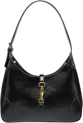 Women's PU Leather Clasp Shoulder Bag Adjustable Strap Vintage Hobo Handbags Purse