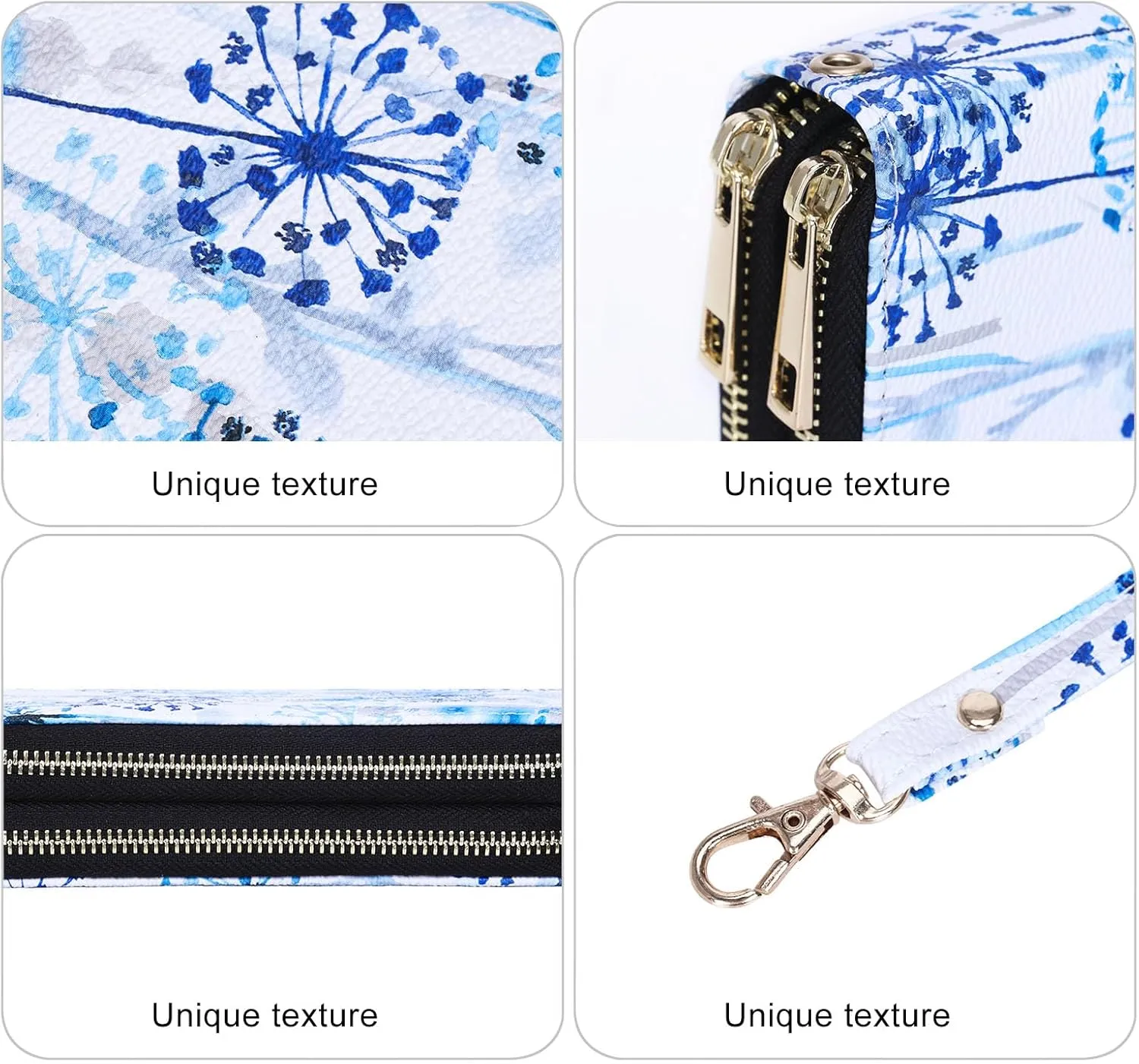 XEYOU Double Zipper Long Clutch Wallet Cellphone Wallet for Women with Removable Wristlet Strap for Credit Card, Cash, Coin, Bill